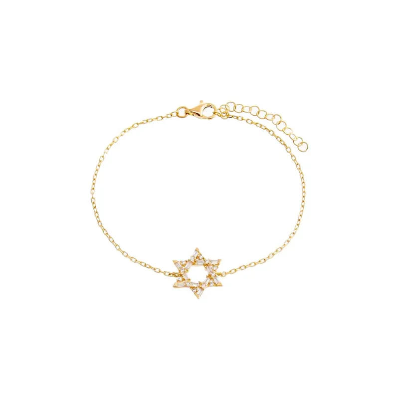 CZ Baguette Star Of David Bracelet sold by Adina Eden's