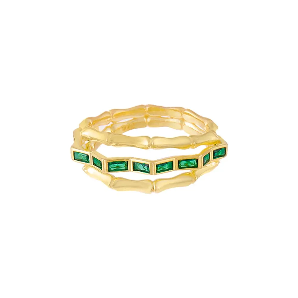 Emerald Triple Row Bamboo Ring sold by Adina Eden's product image thumbnail 3