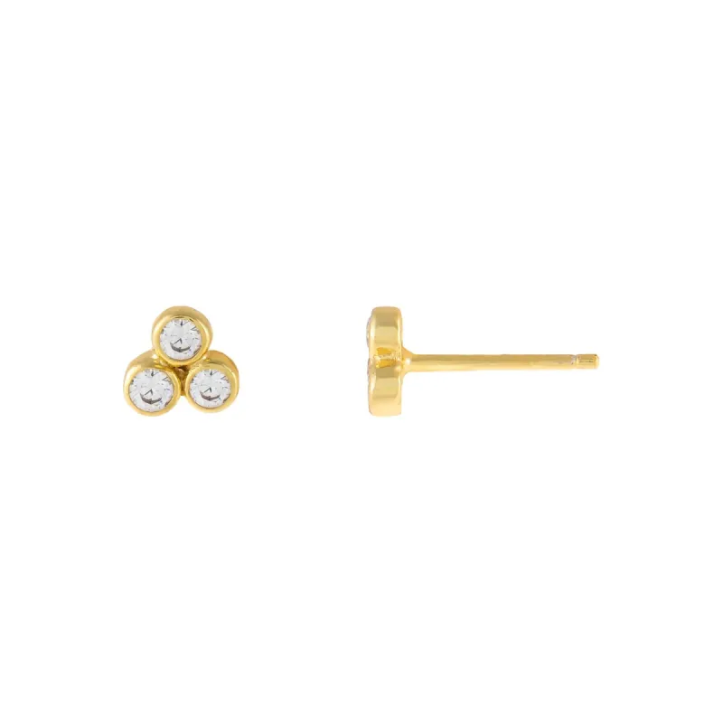 CZ Bezel Trio Cluster Stud Earring sold by Adina Eden's