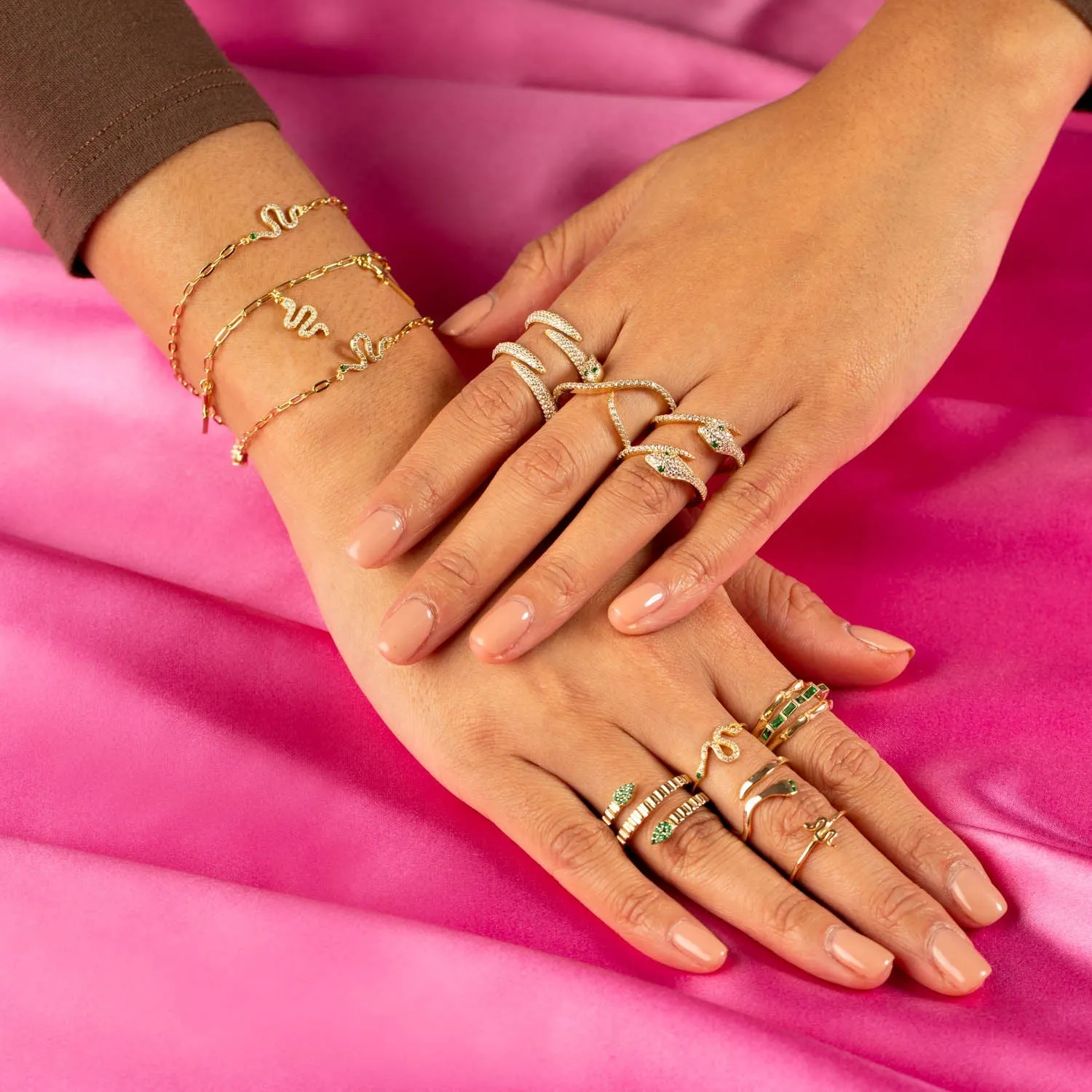 Emerald Triple Row Bamboo Ring sold by Adina Eden's product image thumbnail 4