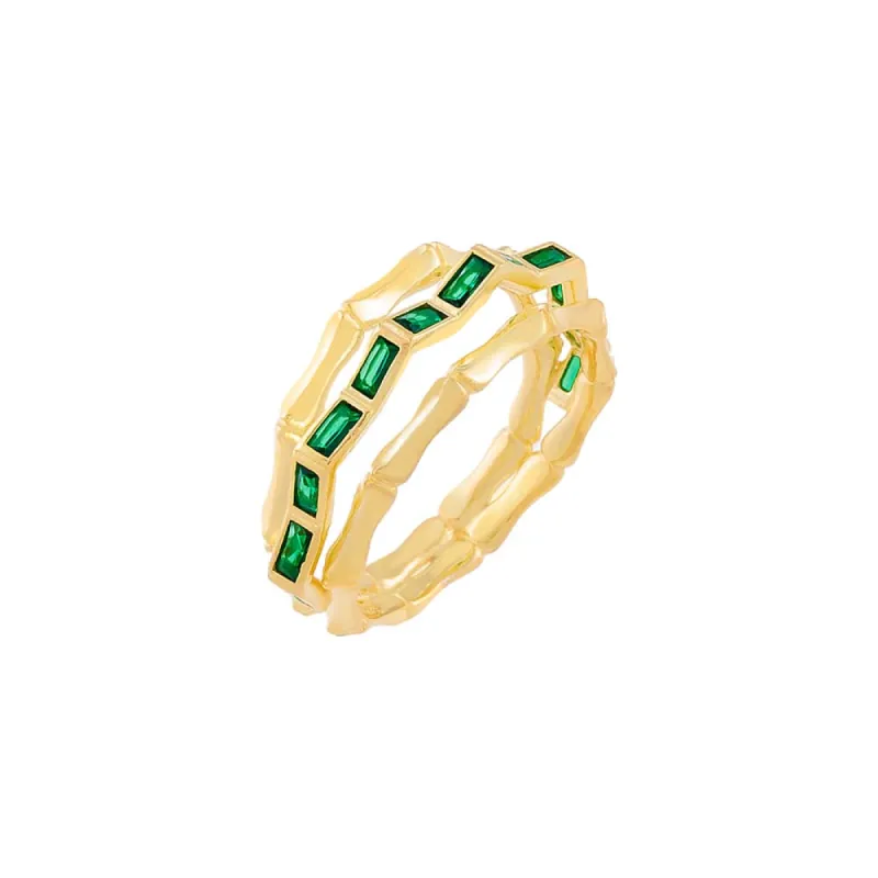 Emerald Triple Row Bamboo Ring sold by Adina Eden's