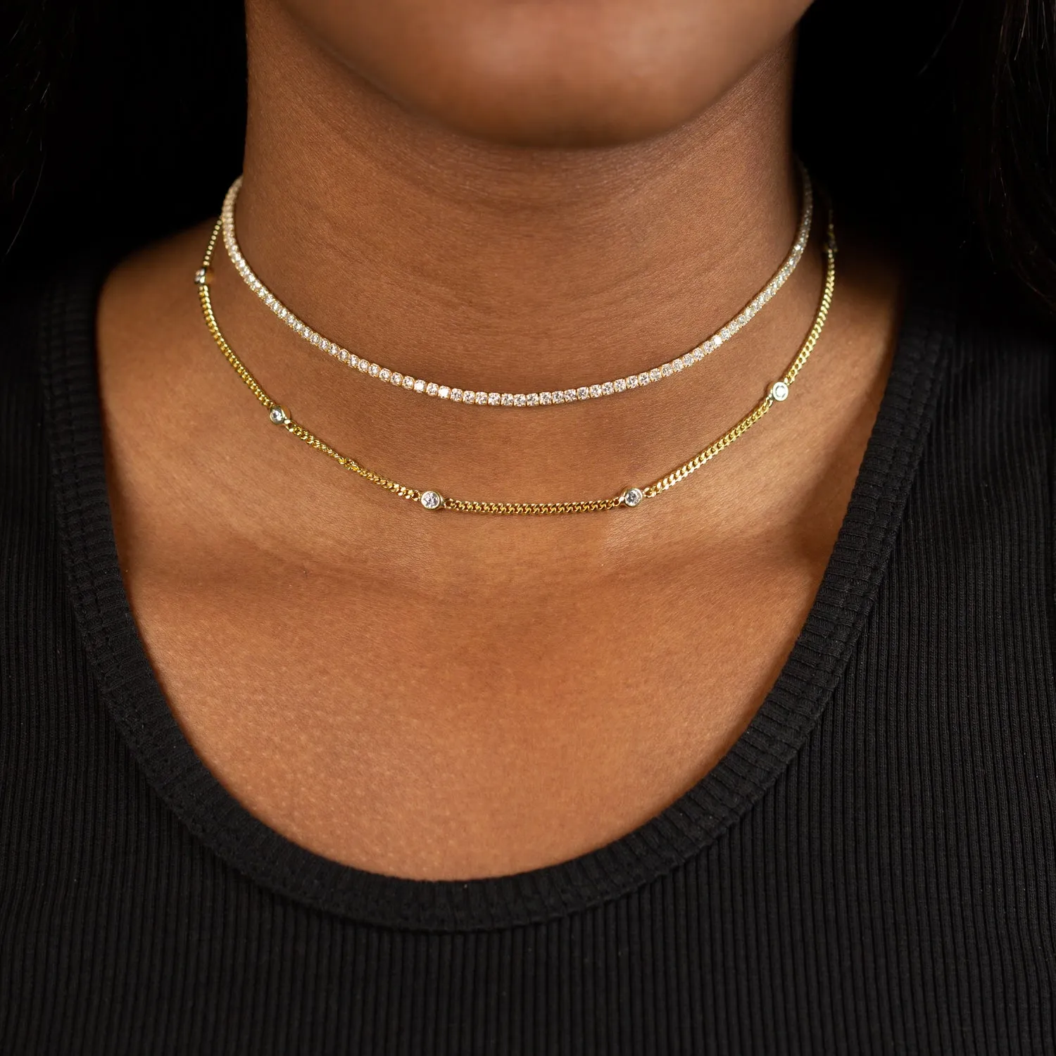 Tennis X Bezel Chain Choker Combo Set sold by Adina Eden's product image thumbnail 2