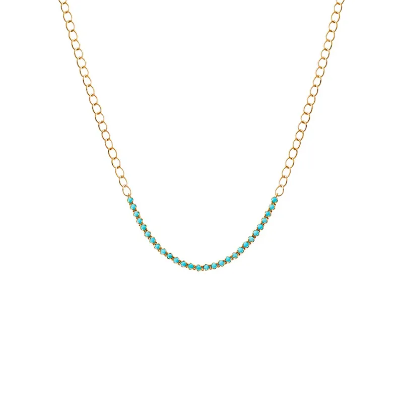 Turquoise Tennis Necklace 14K sold by Adina Eden's