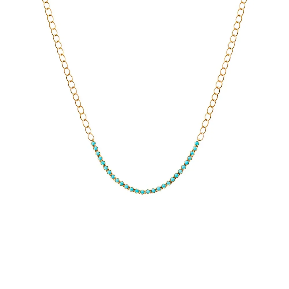 Turquoise Tennis Necklace 14K sold by Adina Eden's