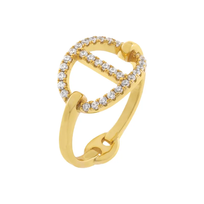 Large CZ Open Mariner Link Ring sold by Adina Eden's