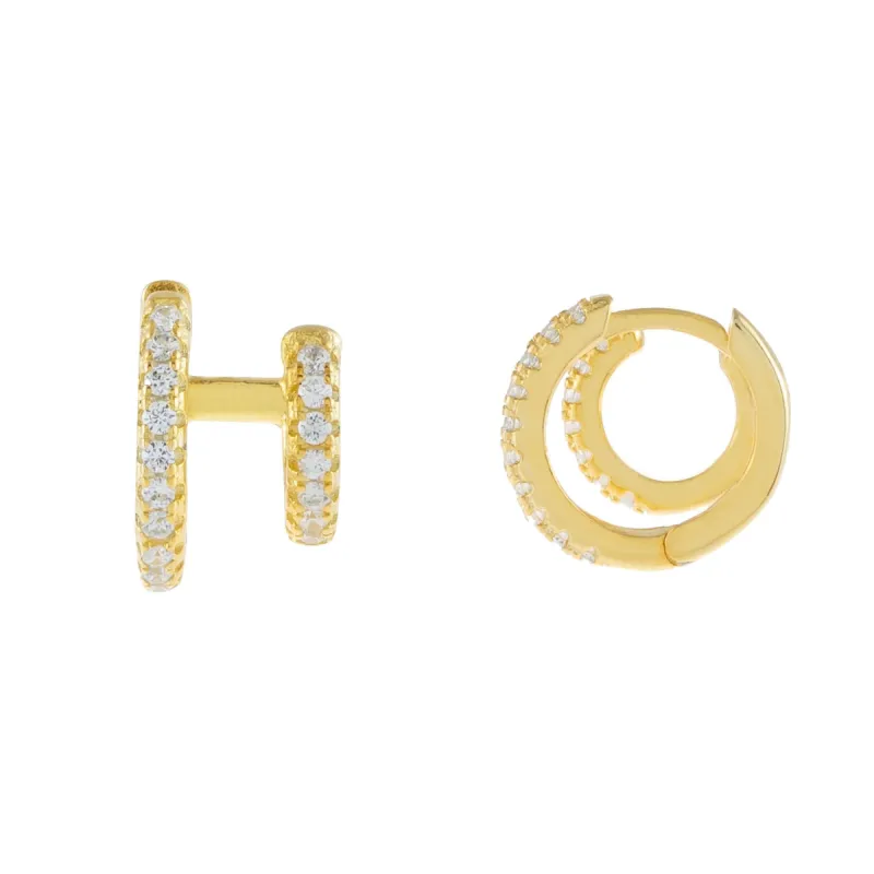 Pavé Double Hinge Cartilage Huggie Earring sold by Adina Eden's