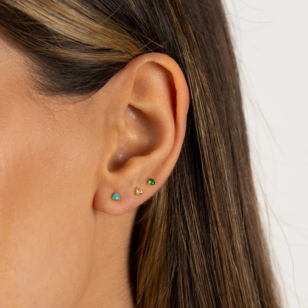 Tiny 3 Prong Solitaire Stud Earring sold by Adina Eden's product image thumbnail 2