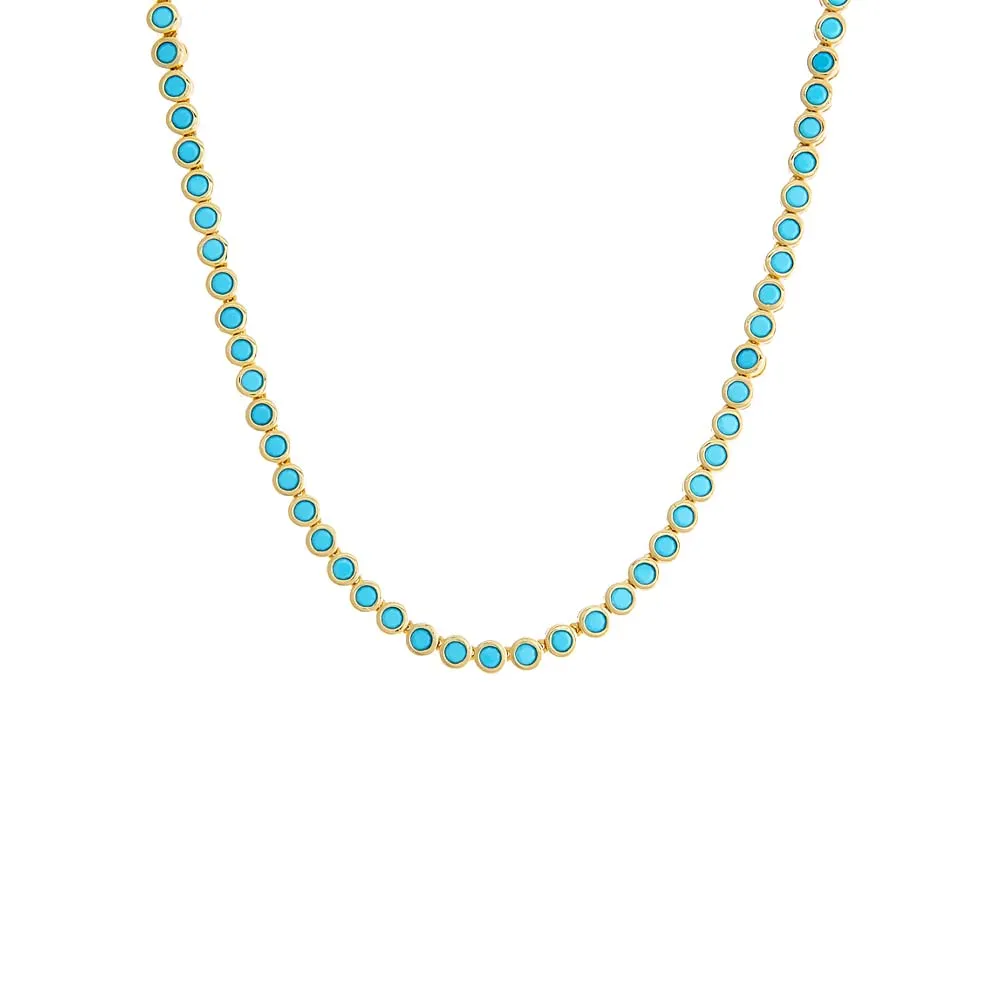 Turquoise CZ Bezel Tennis Necklace sold by Adina Eden's