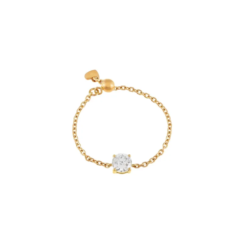 Diamond Solitaire Chain Ring 14K sold by Adina Eden's