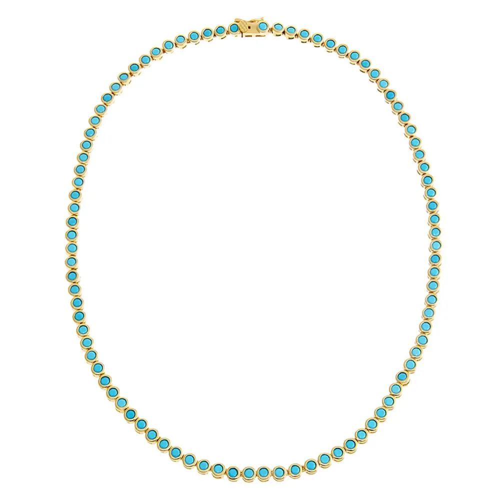 Turquoise CZ Bezel Tennis Necklace sold by Adina Eden's product image thumbnail 3