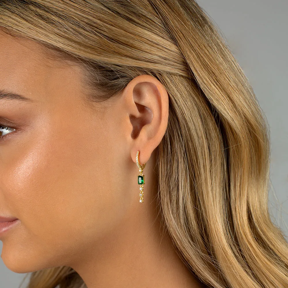 Colored Baguette Drop Huggie Earring sold by Adina Eden's product image thumbnail 2