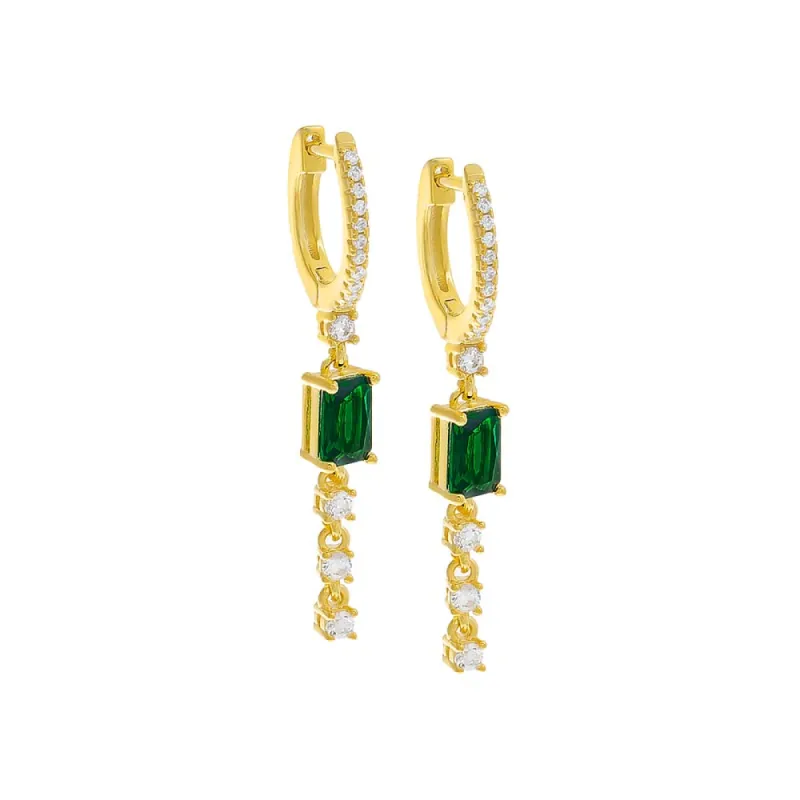 Colored Baguette Drop Huggie Earring  sold by Adina Eden's