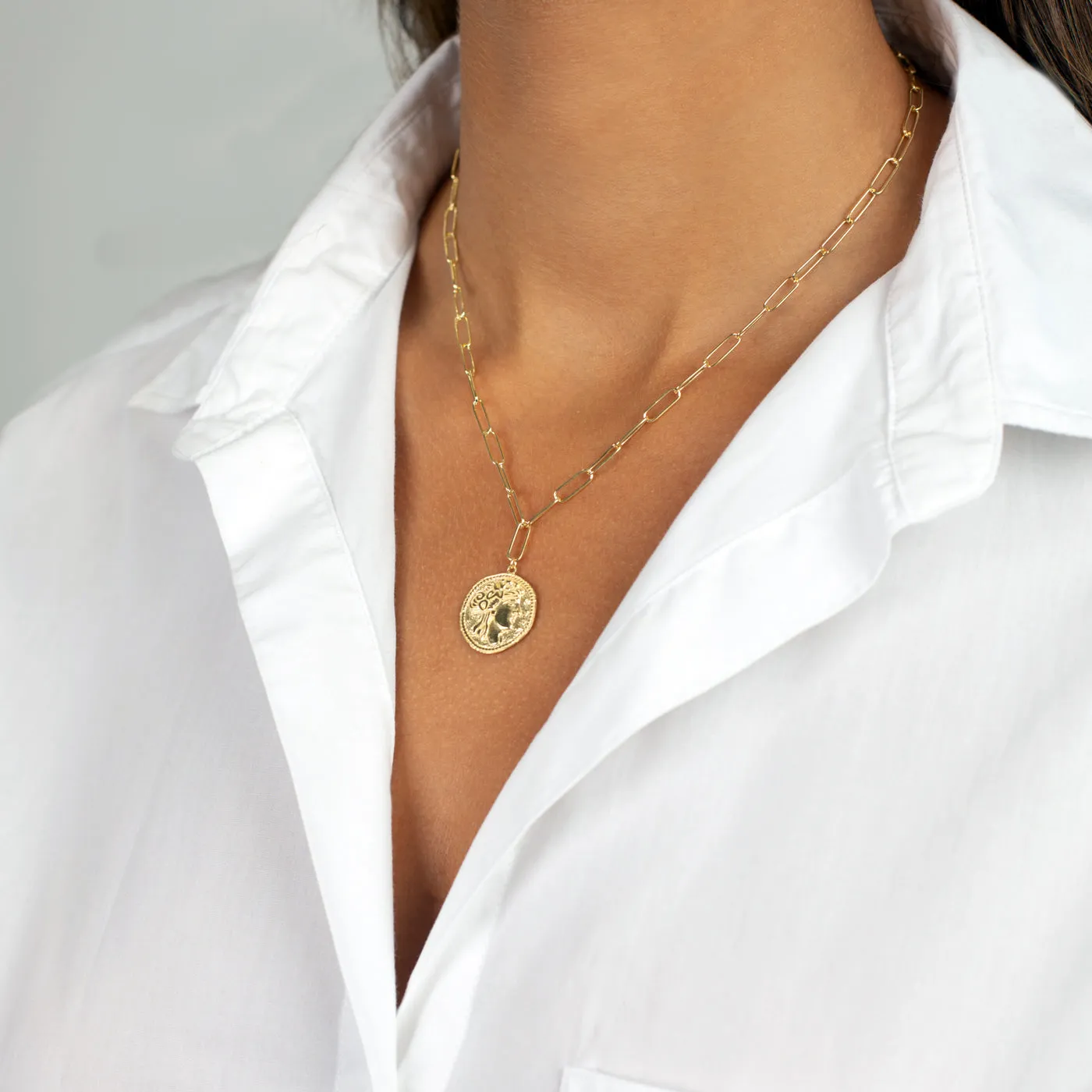 Paperclip Medallion Lariat sold by Adina Eden's product image thumbnail 3