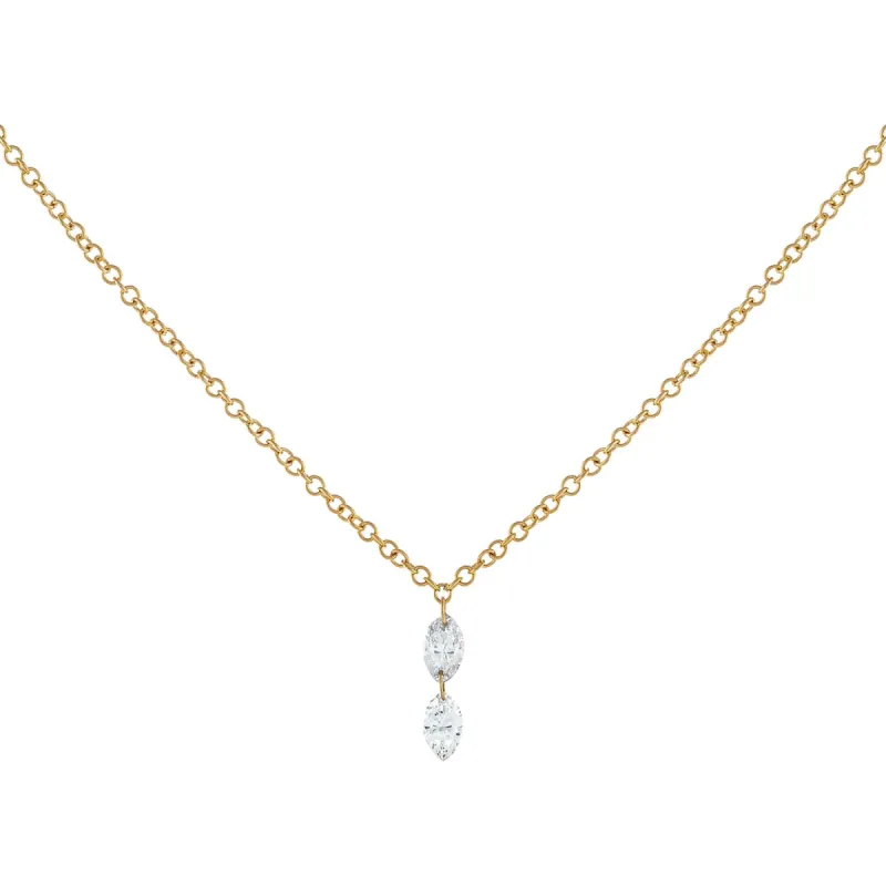 Diamond Double Marquise Floating Necklace 14K sold by Adina Eden's