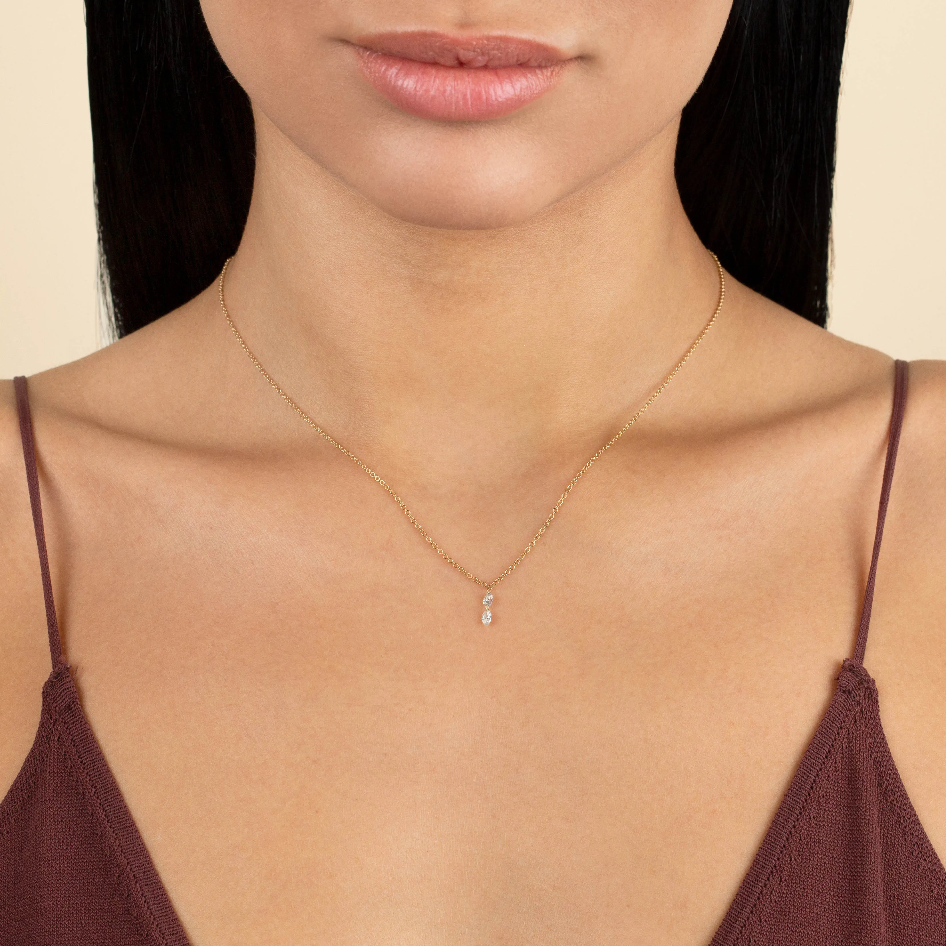 Diamond Double Marquise Floating Necklace 14K sold by Adina Eden's product image thumbnail 2