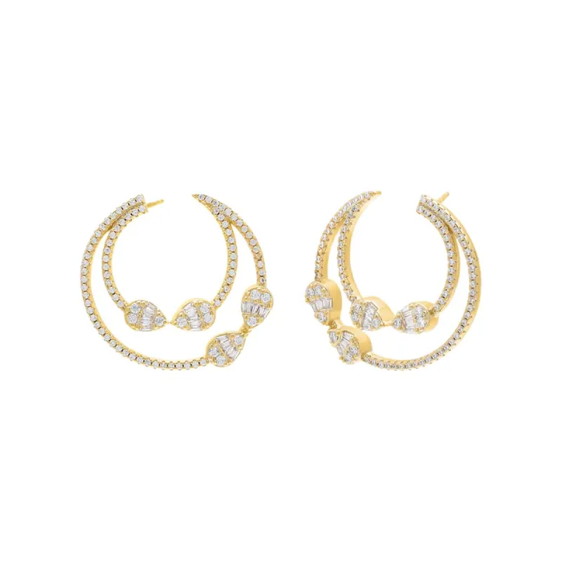 Pave Illusion Teardrop On The Ear Stud Earring sold by Adina Eden's