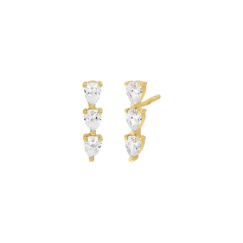 Triple Teardrop Bar Stud Earring sold by Adina Eden's