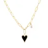 Heart X Pearl Charm Paperclip Necklace sold by Adina Eden's