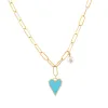 Heart X Pearl Charm Paperclip Necklace sold by Adina Eden's