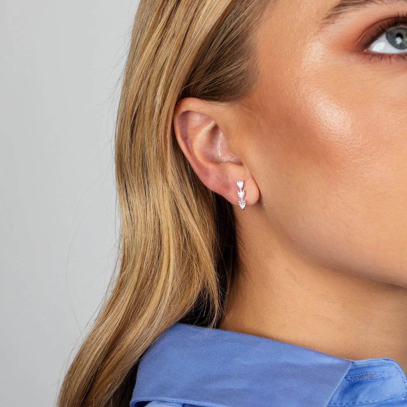 Triple Teardrop Bar Stud Earring sold by Adina Eden's product image thumbnail 2