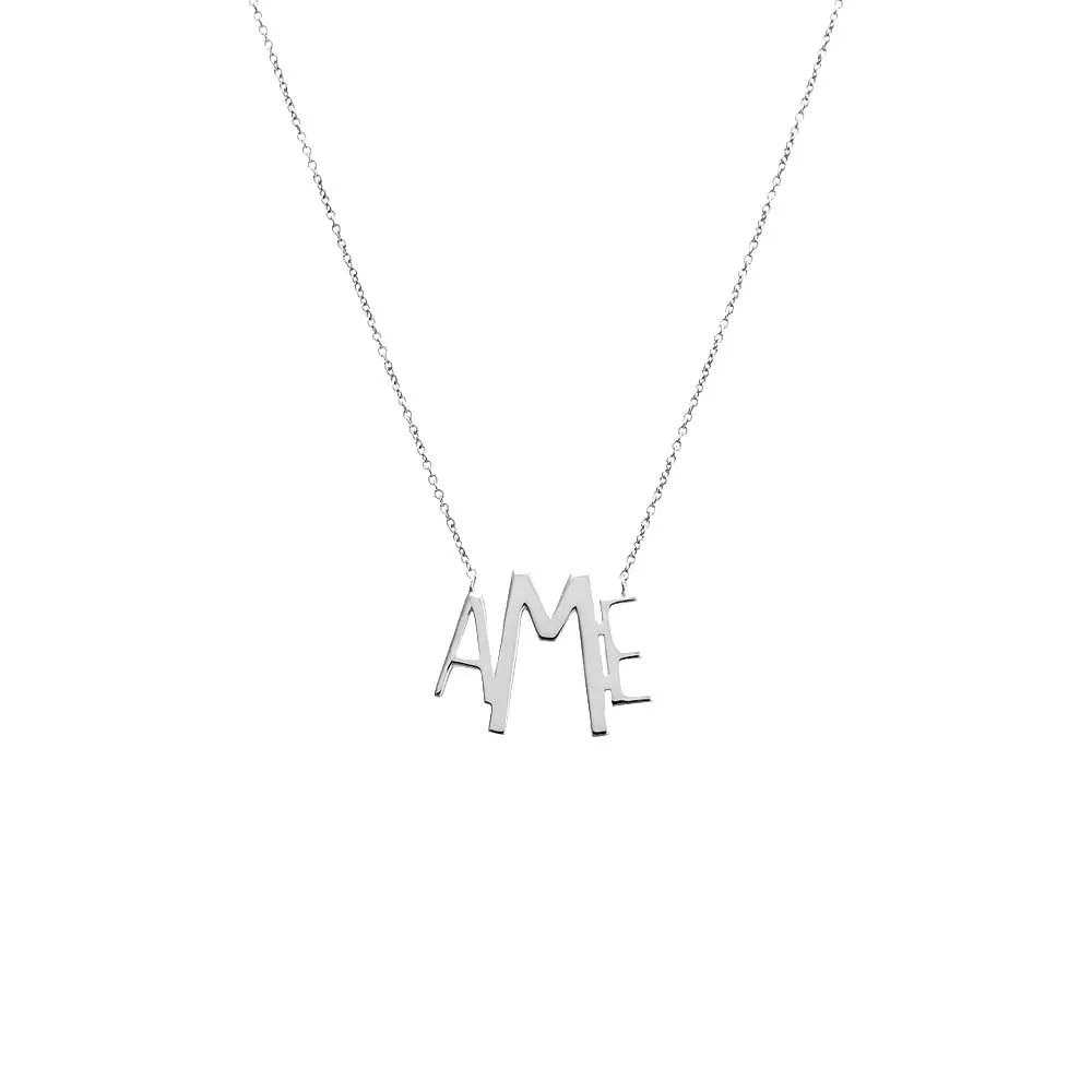 Solid Graduated Block Monogram Necklace 14K sold by Adina Eden's product image thumbnail 3