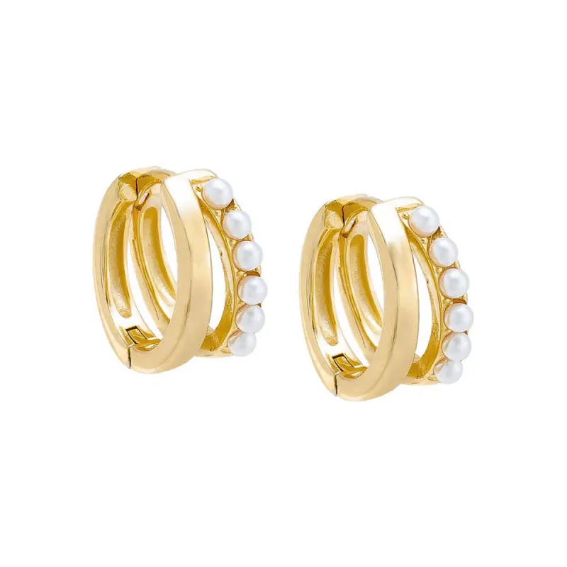 Pearl X Solid Double Huggie Earring sold by Adina Eden's