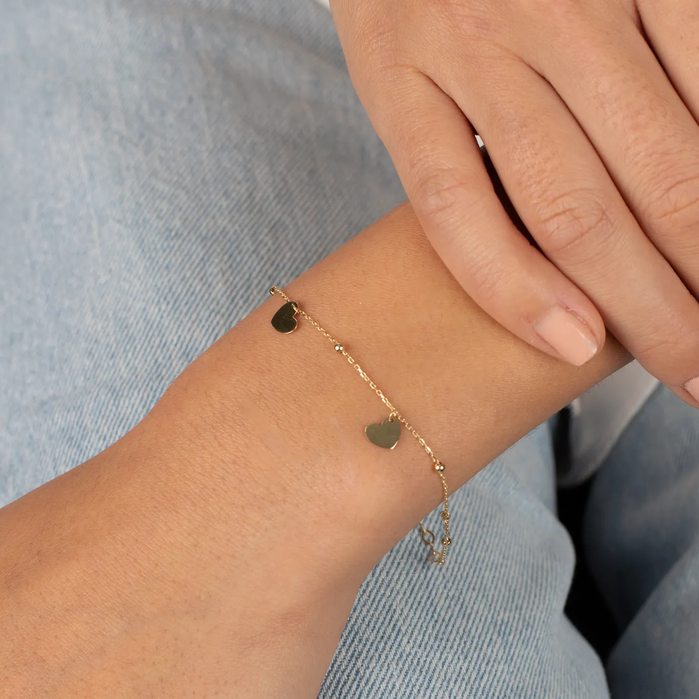 Dangling Heart Charm Bracelet 14K sold by Adina Eden's product image thumbnail 2