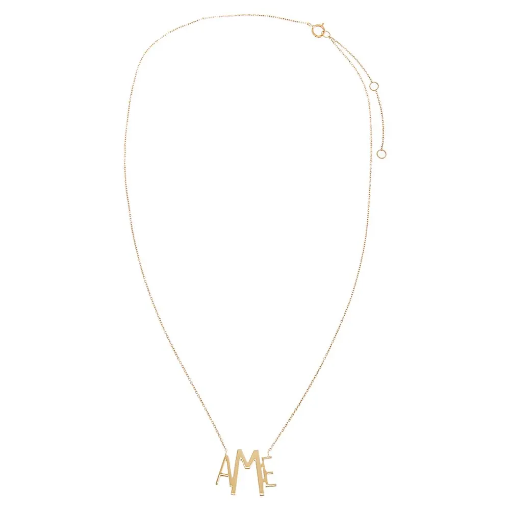 Solid Graduated Block Monogram Necklace 14K sold by Adina Eden's product image thumbnail 2