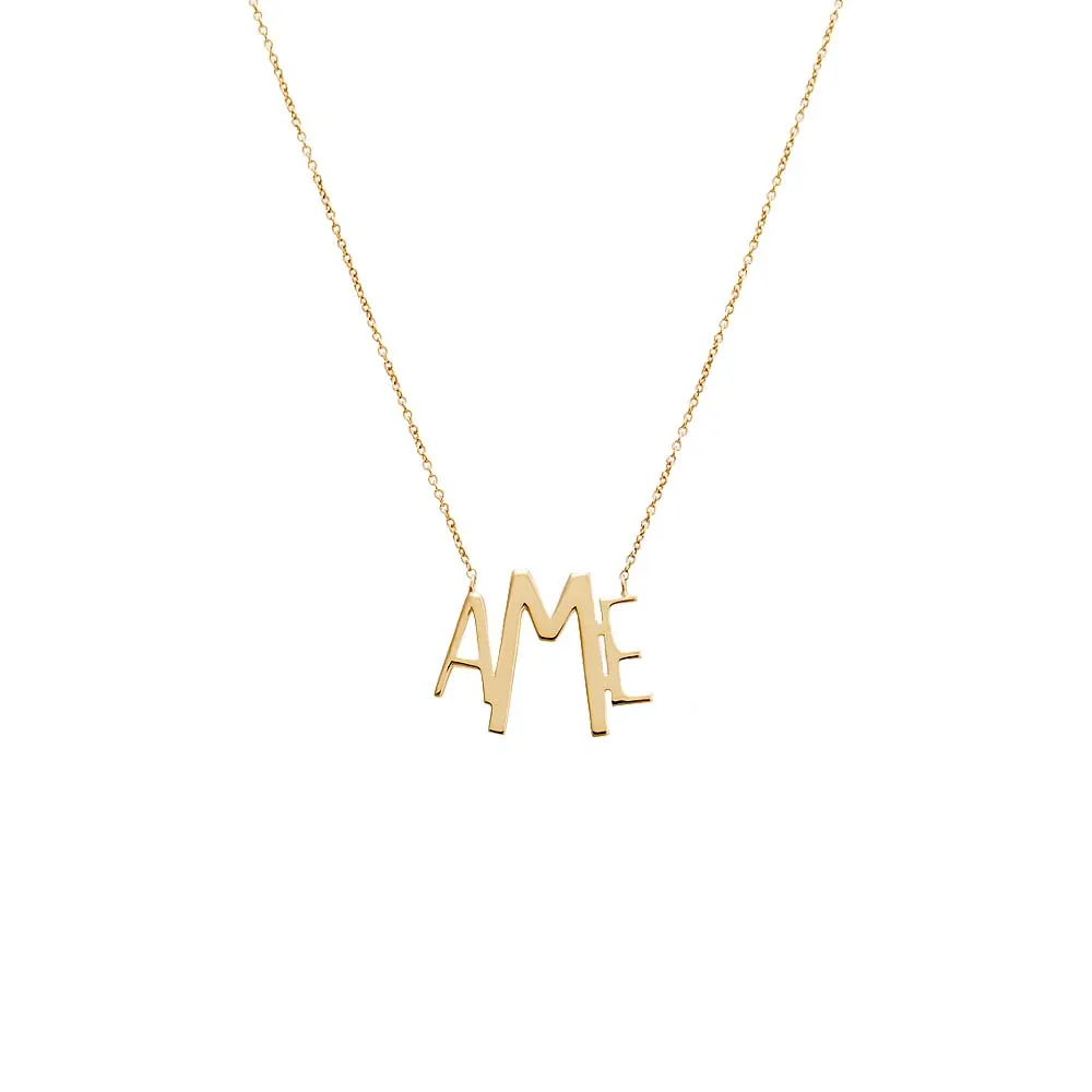 Solid Graduated Block Monogram Necklace 14K sold by Adina Eden's