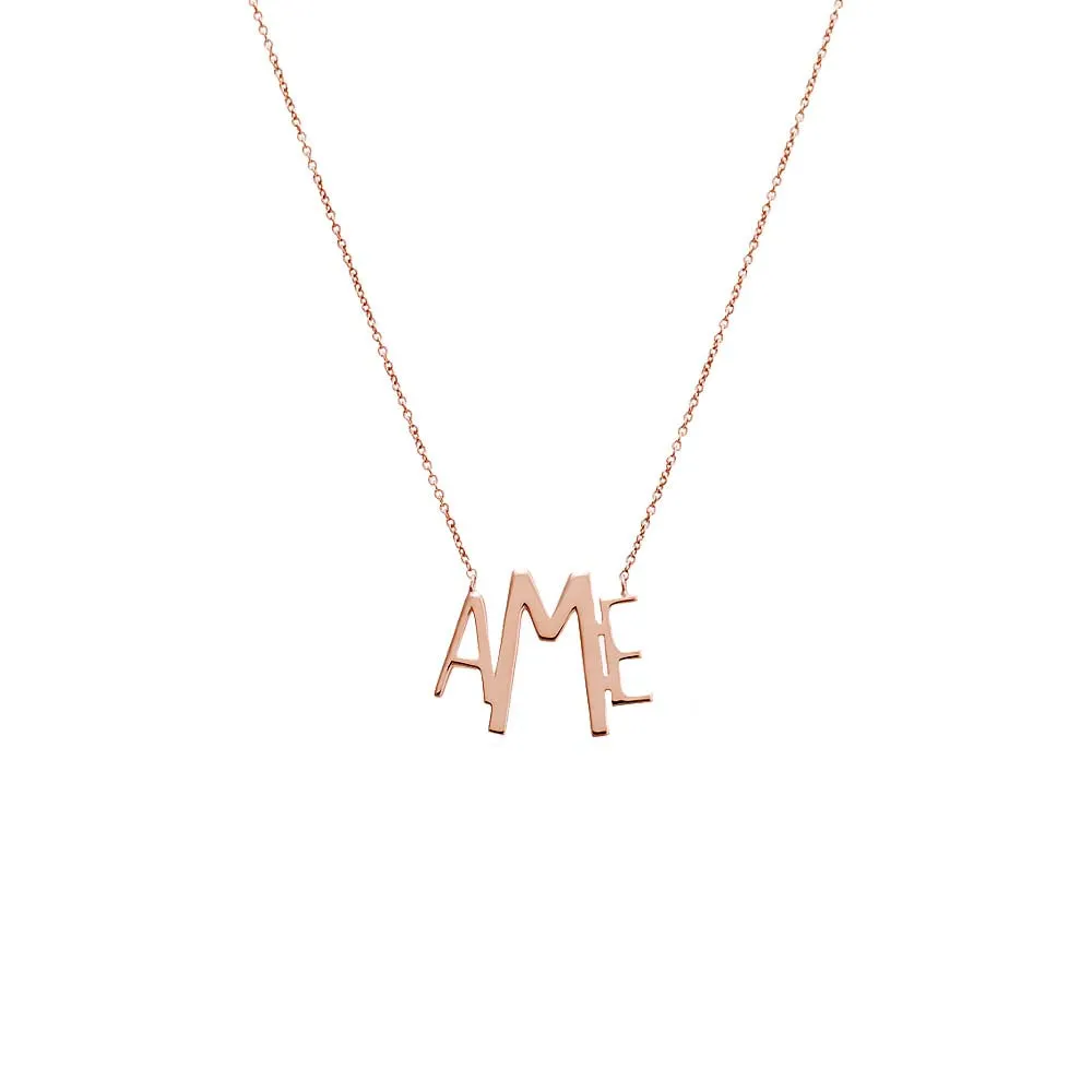 Solid Graduated Block Monogram Necklace 14K sold by Adina Eden's product image thumbnail 4