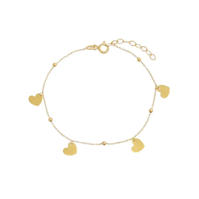 Dangling Heart Charm Bracelet 14K sold by Adina Eden's