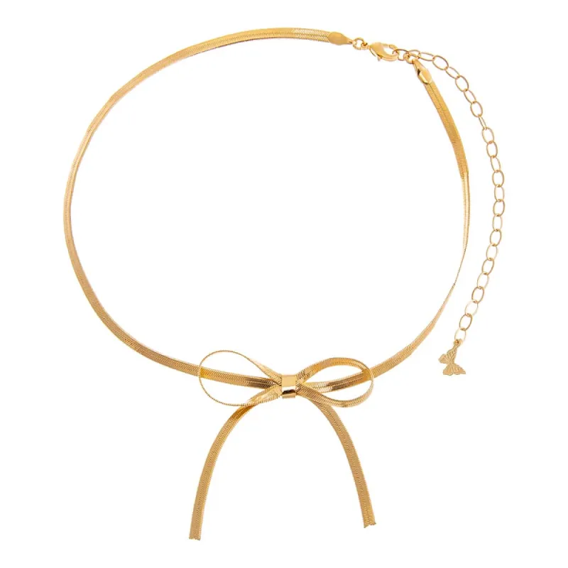Herringbone Bow Tie Choker Necklace sold by Adina Eden's