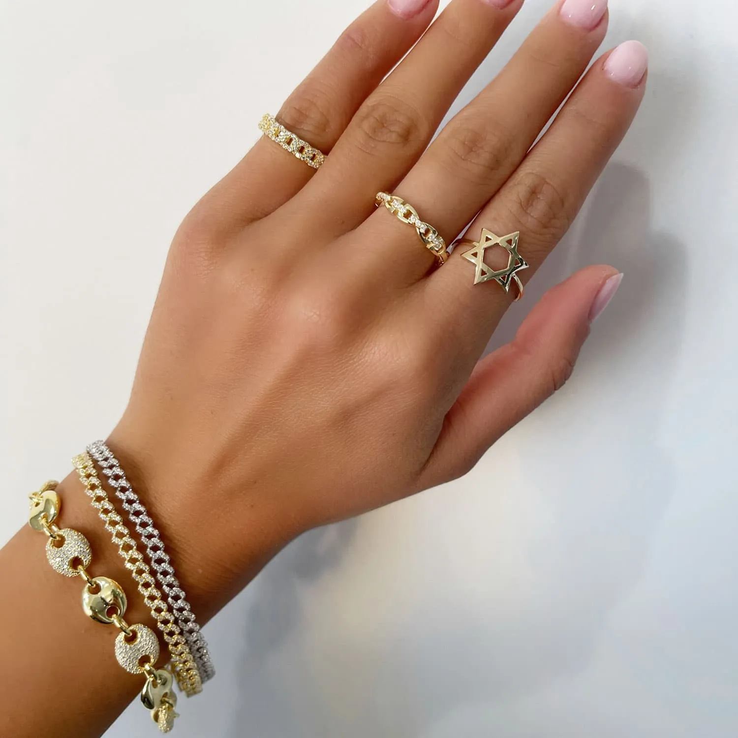 Thin CZ Chain Link Ring sold by Adina Eden's product image thumbnail 3