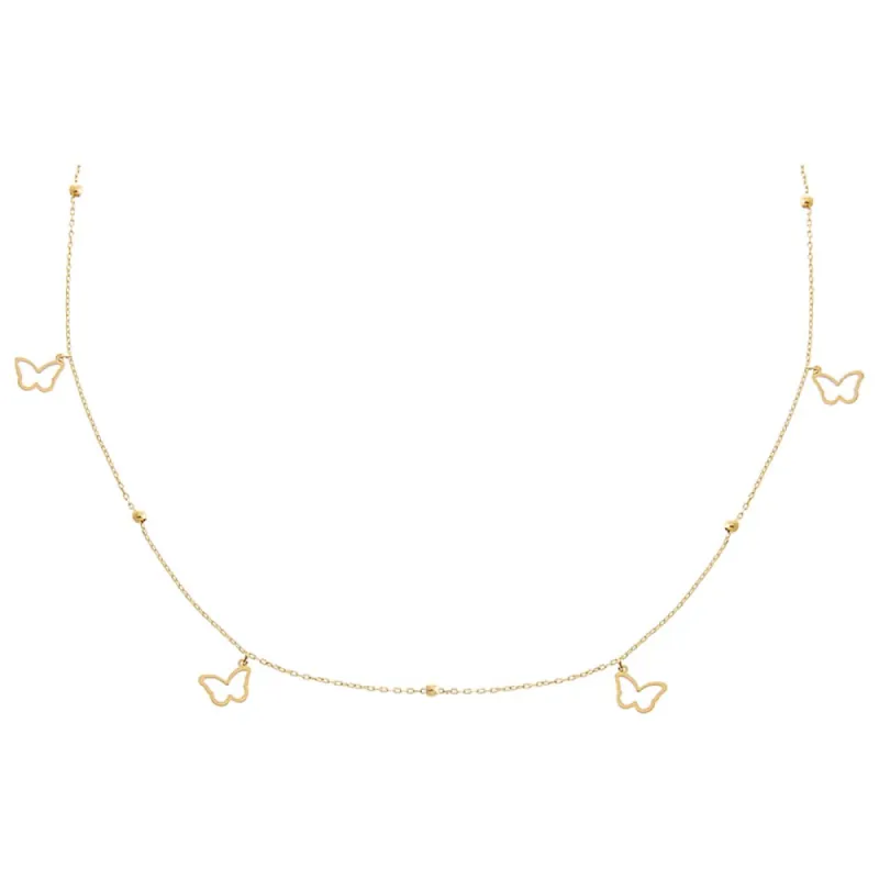 Dangling Open Butterflies Beaded Choker Necklace 14K sold by Adina Eden's