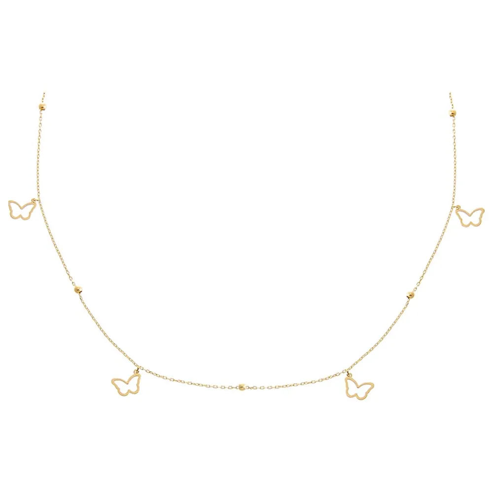 Dangling Open Butterflies Beaded Choker Necklace 14K sold by Adina Eden's