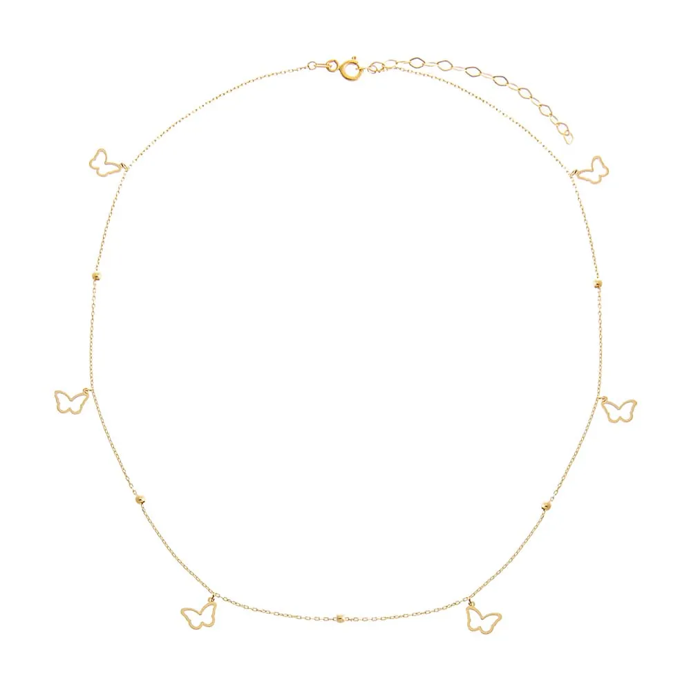 Dangling Open Butterflies Beaded Choker Necklace 14K sold by Adina Eden's product image thumbnail 3