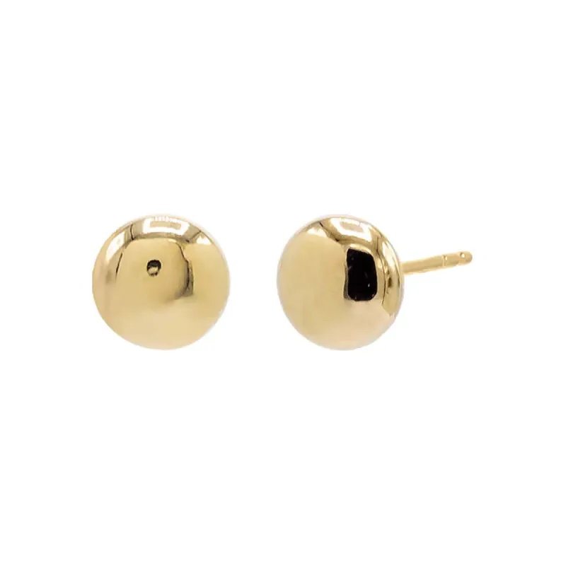 Flat Round Pebble Stud Earring 14K sold by Adina Eden's