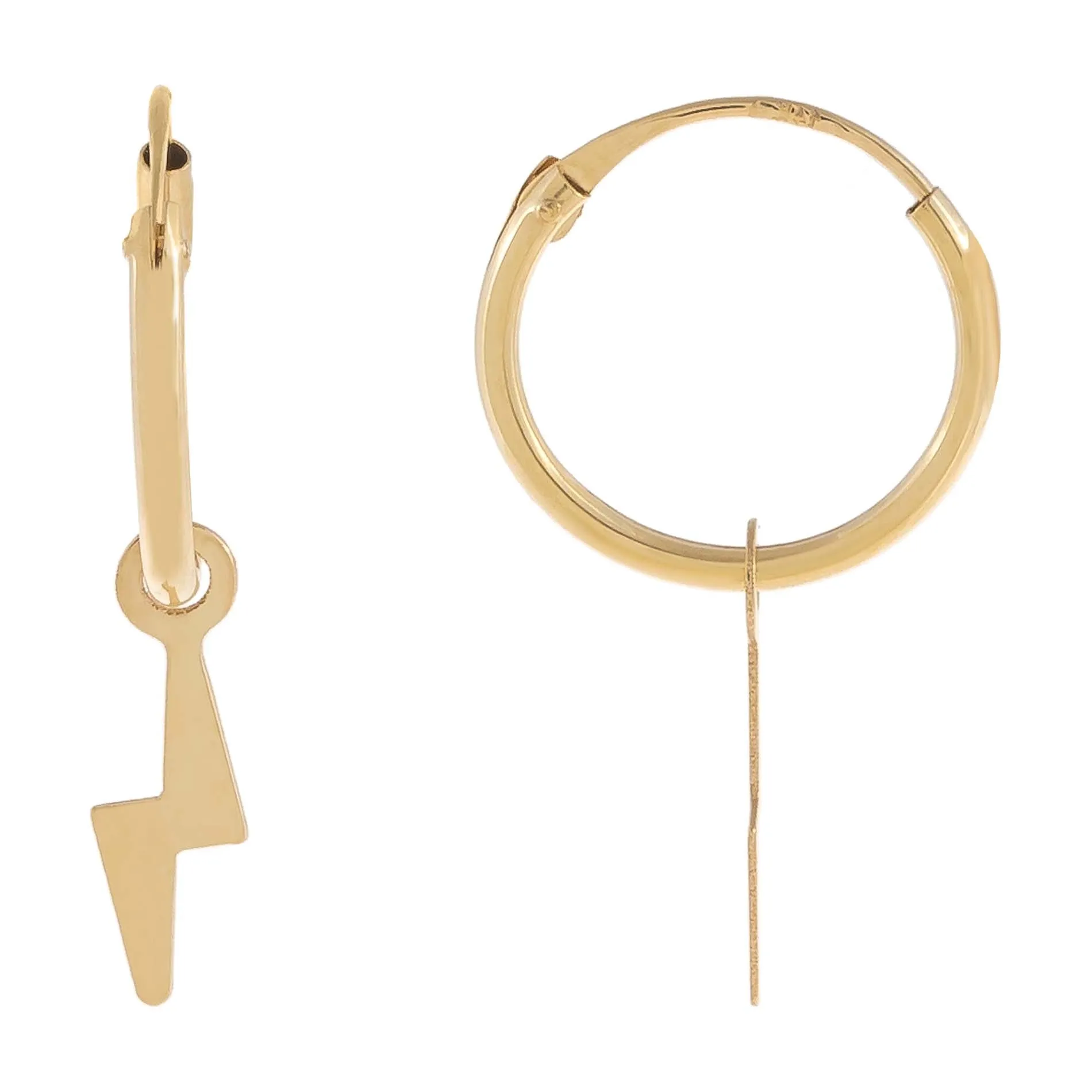 Solid Lightning Bolt Hoop Earring 14K sold by Adina Eden's