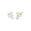 Pearl X CZ Cluster Stud Earring sold by Adina Eden's