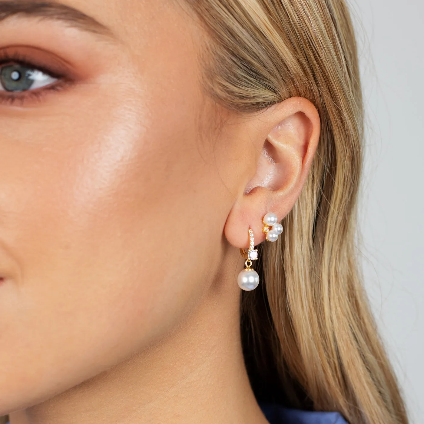 Pearl X CZ Cluster Stud Earring sold by Adina Eden's product image thumbnail 2