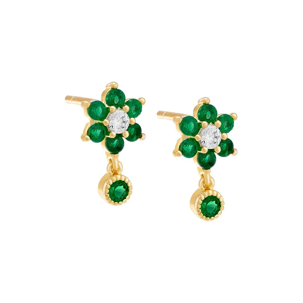 Colored Flower X Dangling Bezel Stud Earring sold by Adina Eden's product image thumbnail 2