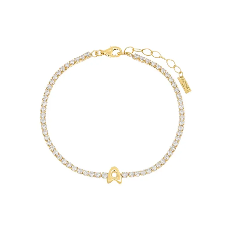Solid Bubble Tennis Initial Bracelet sold by Adina Eden's