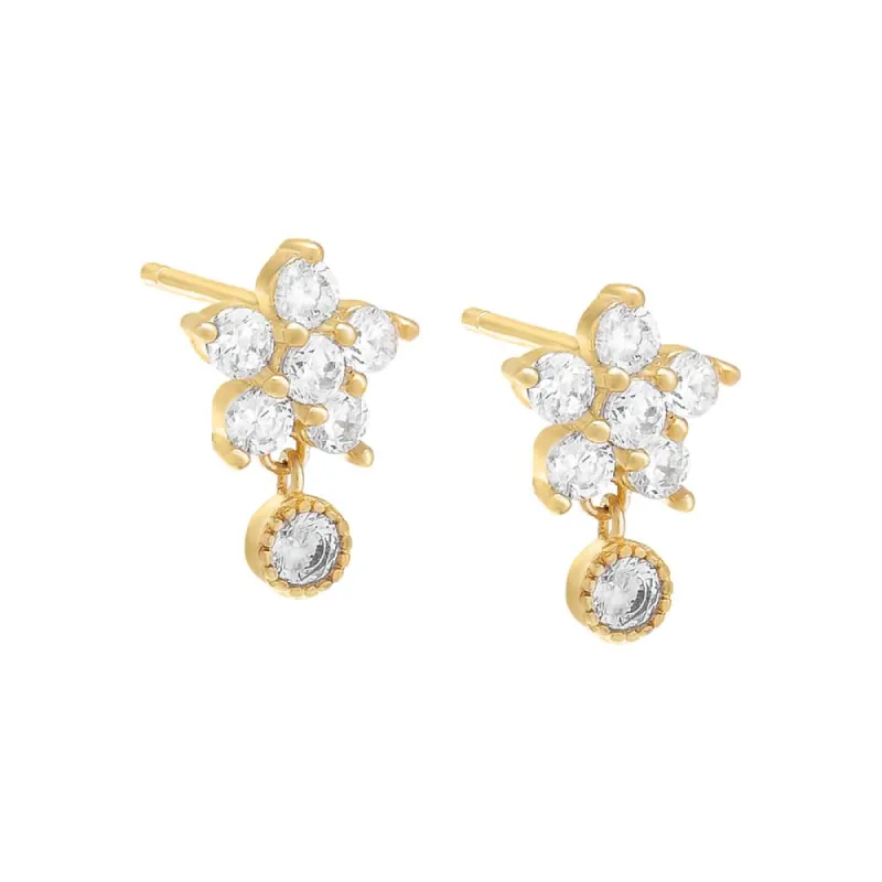 Colored Flower X Dangling Bezel Stud Earring sold by Adina Eden's