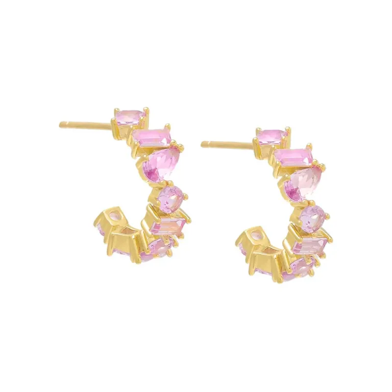 Colored Multi Shape CZ Hoop Earring sold by Adina Eden's
