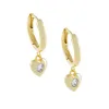 CZ Bezel Heart Huggie Earring sold by Adina Eden's