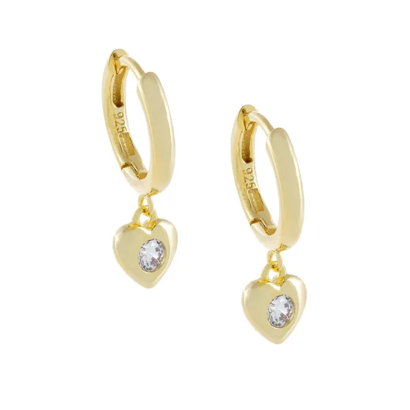 CZ Bezel Heart Huggie Earring sold by Adina Eden's