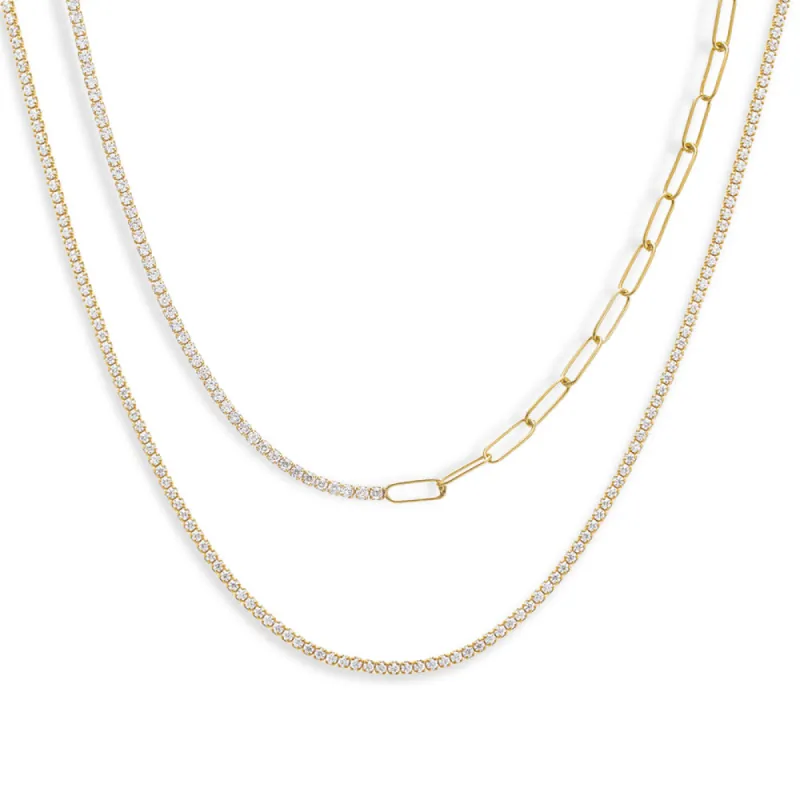 The Thin Tennis Necklace Combo Set sold by Adina Eden's