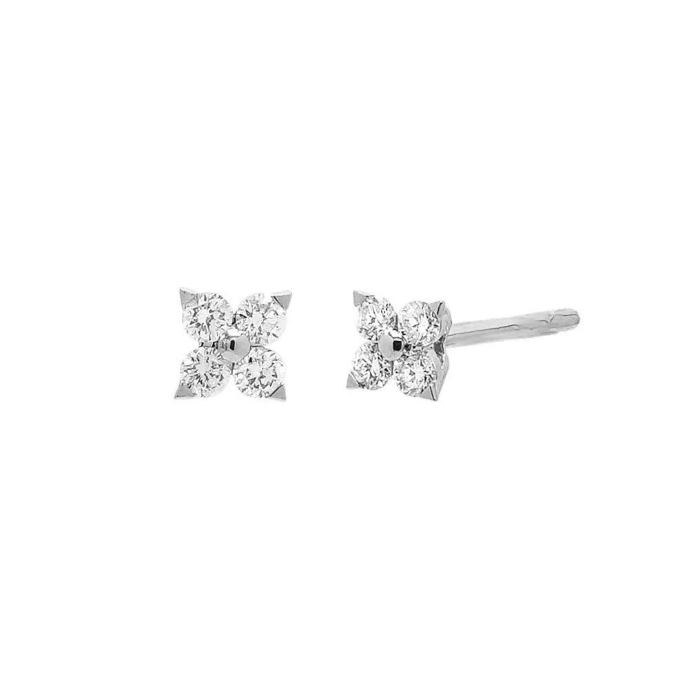 Diamond 4 Leaf Clover Flower Stud Earring 14K sold by Adina Eden's product image thumbnail 5