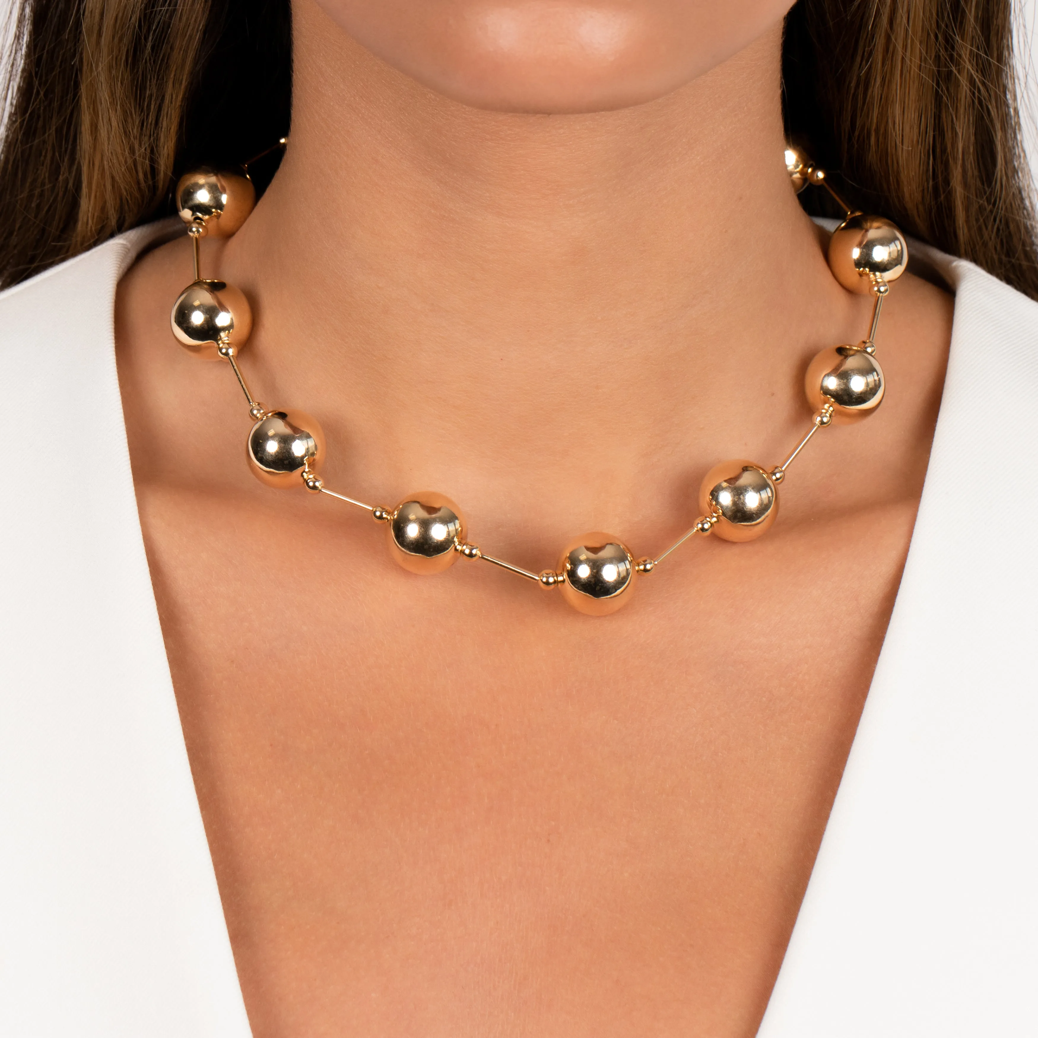 Solid Large Ball X Bar Necklace sold by Adina Eden's product image thumbnail 2