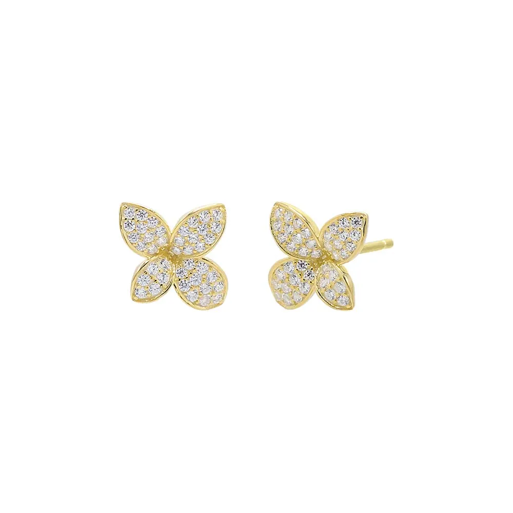 CZ Pave Fancy Flower Stud Earring sold by Adina Eden's